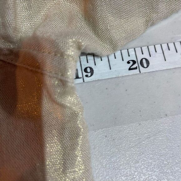 Chico's Women's Linen Cotton Blend Roll-Tab Blazer Jacket Gold Metallic Medium - Picture 8 of 8